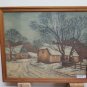 Landscape Scandinavian in Winter Snow Antique Engraving with Frame `S R97