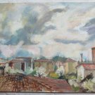 Landscape First of Rain Sky Load of Clouds Painting Antique Oil Board p10