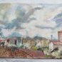 Landscape First of Rain Sky Load of Clouds Painting Antique Oil Board p10