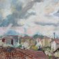 Landscape First of Rain Sky Load of Clouds Painting Antique Oil Board p10