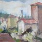 Landscape First of Rain Sky Load of Clouds Painting Antique Oil Board p10