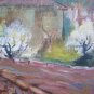 Landscape First of Rain Sky Load of Clouds Painting Antique Oil Board p10