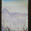 Landscape Alpine in Winter Painting Watercolour Ice Technical Experimental P14