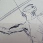 Two Old Sketching Drawings Shapes of Athletes Maratona Throwing Javelin P28.7