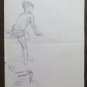 Two Old Sketching Drawings Shapes of Athletes Maratona Throwing Javelin P28.7