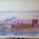 Painting Vintage with Technical Mixed View of Piumazzo Emilia Romagna P33.8