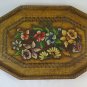 Tray Vintage Wooden Carved Hand Painted with Designs Floral SO1
