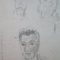 Drawing Vintage Studio for Faces Human Pencil on Basket Sketch Original P28.7