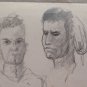 Drawing Vintage Studio for Faces Human Pencil on Basket Sketch Original P28.7