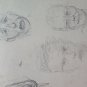 Drawing Vintage Studio for Faces Human Pencil on Basket Sketch Original P28.7