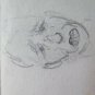 Drawing Vintage Studio for Faces Human Pencil on Basket Sketch Original P28.7