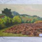Landscape Countryside with Campi Farm Garden Painting Oil on Board