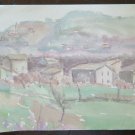 Sketch Vintage Painting to Watercolour Landscape Countryside Emilia Romagna