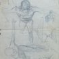 Drawing Antique Studio Body Human Pencil on Basket Years 40 Sketch Sketch P28.6