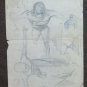 Drawing Antique Studio Body Human Pencil on Basket Years 40 Sketch Sketch P28.6