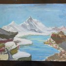 Painting Painting Signed Landscape Valley D'Aosta Watercolour on Basket 1970 P14
