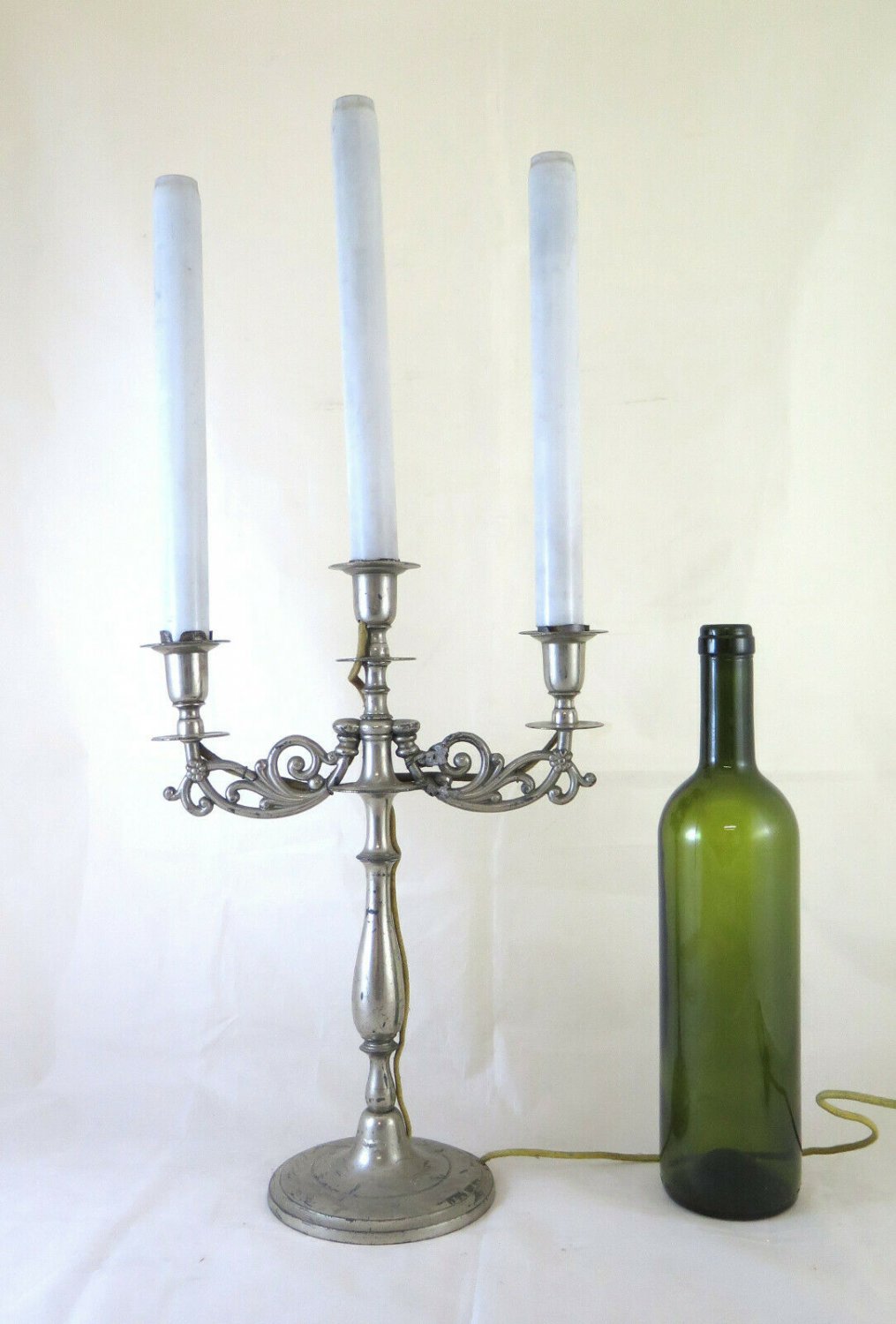 Old Lamp Candlestick Electrified Lampshade Lamp Desk GR14
