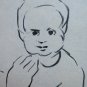 Drawing Sketch on Basket Shapes Mothers Child Portrait Vintage Painter P28.7