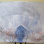 Modern Painting with Landscape Winter Frosted Hand Painted Technical Mixed