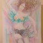 Modern Painting Portrait Feminine Style Pop Technical Mixed on Cardboard