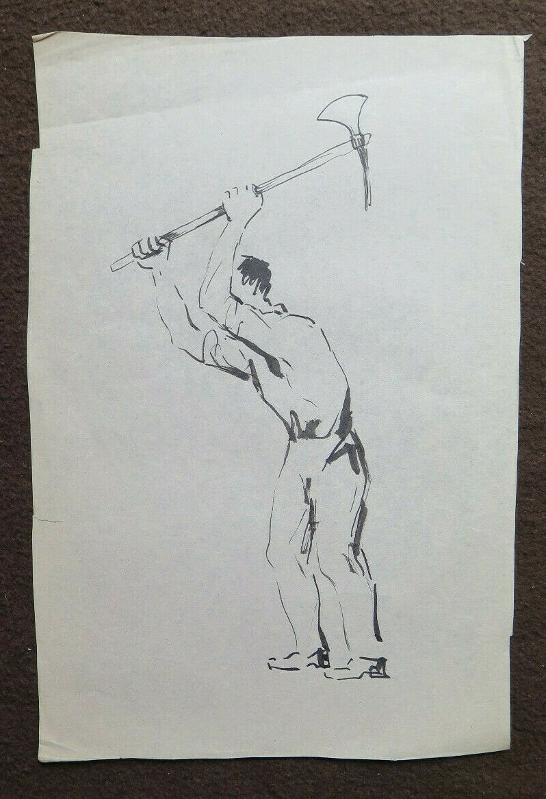 Old Sketch Theme Occupational of Painter Communist Pancaldi 7 1/8x10 3/16in
