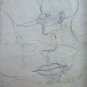 Drawing Antique Studio Face Human Pencil on Basket Years 40 Sketch Sketch P28.6