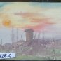 Painting to Watercolour from the Painter G.Pancaldi Landscape Sunset P28.4