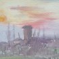 Painting to Watercolour from the Painter G.Pancaldi Landscape Sunset P28.4