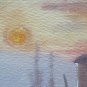 Painting to Watercolour from the Painter G.Pancaldi Landscape Sunset P28.4