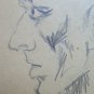 Portrait Antique Drawing Pencil on Basket Signed and Dated 1964 Pancaldi P28.6