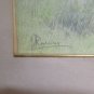 Antique Watercolour on Basket Landscape Mountain in Spring Signed Original G3