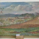 Painting Antique Oil on Linen Landscape Countryside Widescreen Spring PMG