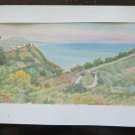 Painting Vintage Landscape of Sea Marina Watercolour D'Author G.Pa P14