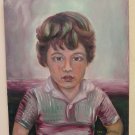 Painting Oil Hand Painted Original Signed Portrait of Child Years 70 MTB1