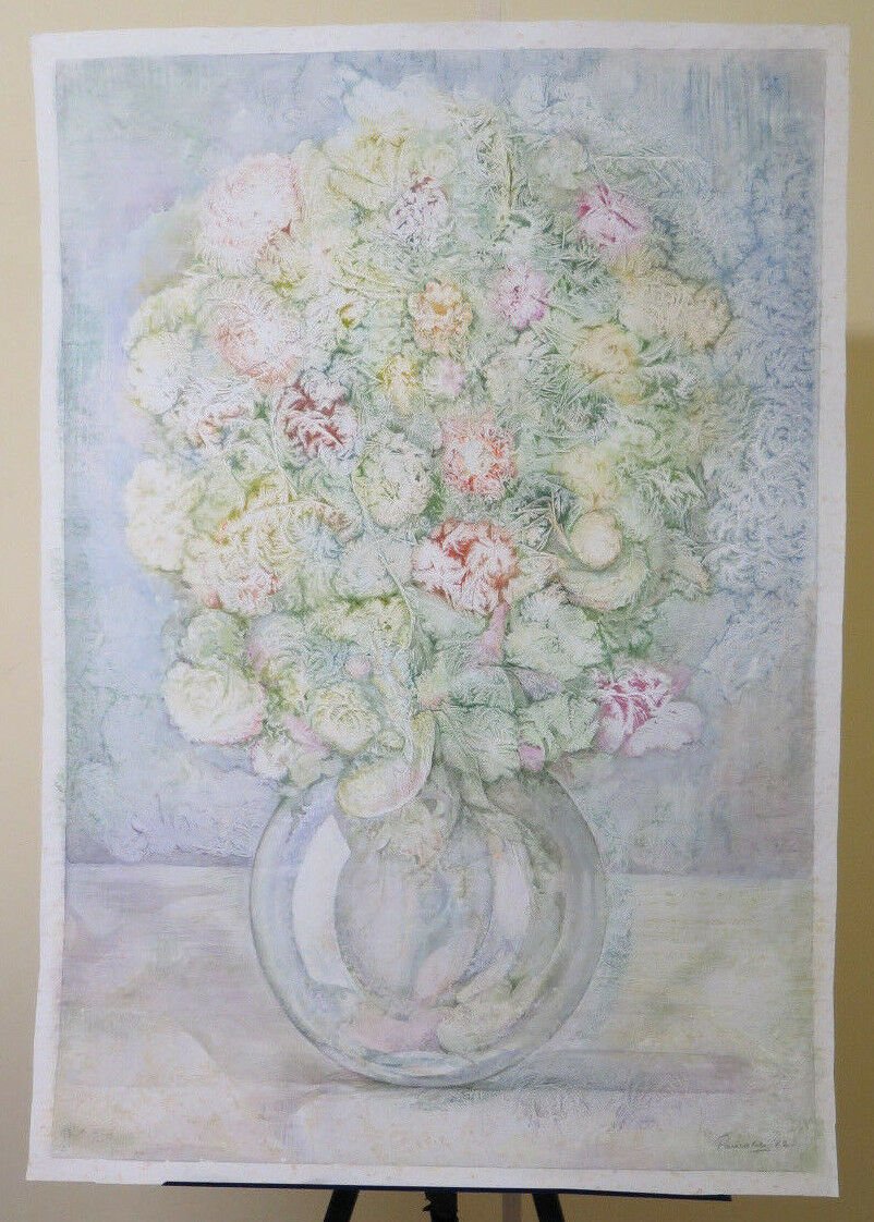 Large Painting Floral a Technical Mixed Signed Pancaldi '82 Original P33.1
