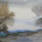 Painting Watercolour Painting with the Technical Frost Landscape Snow