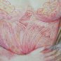 Painting Vintage Technical Mixed Portrait Feminine with Blossom Floral P33.2
