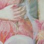 Painting Vintage Technical Mixed Portrait Feminine with Blossom Floral P33.2