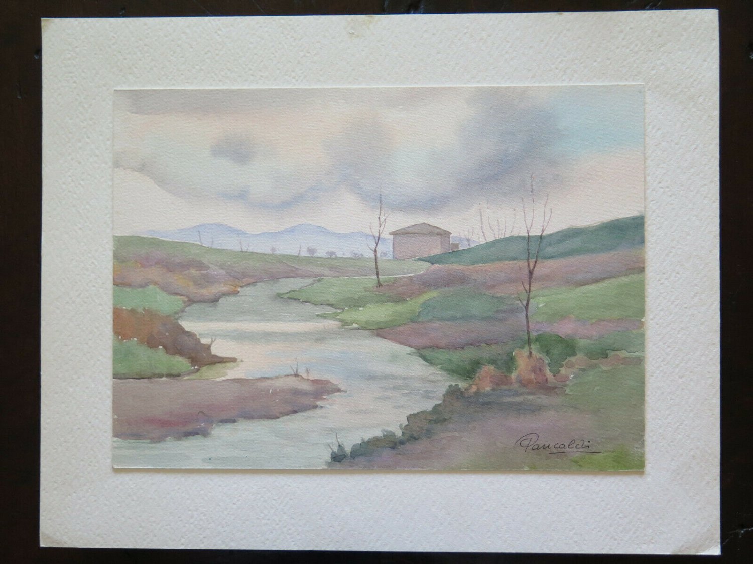 Painting Landscape Hills Emilia Romagna Signed Pancaldi Painter of Modena P14