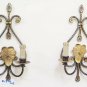 PAIR OF WALL WROUGHT IRON FORGED AND HAND PAINTED 2 LIGHTS WALL CH3