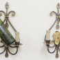 PAIR OF WALL WROUGHT IRON FORGED AND HAND PAINTED 2 LIGHTS WALL CH3