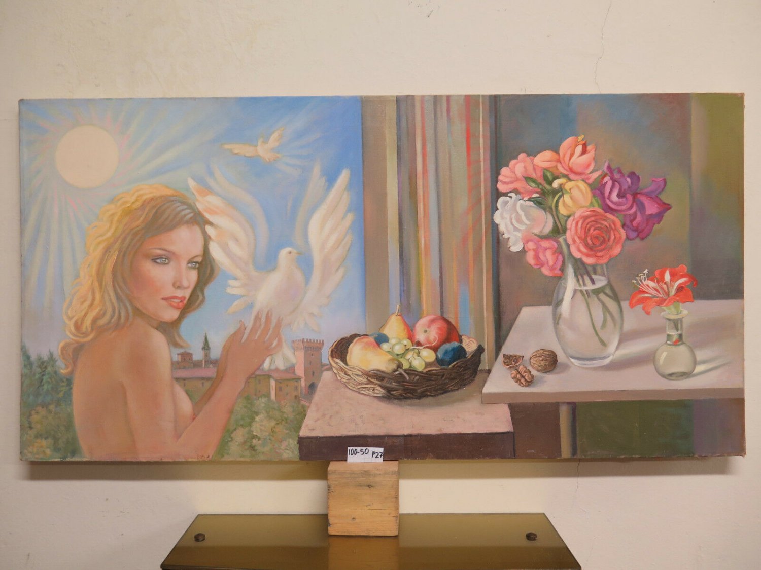 Painting Modern Oil on Linen with Warranty Portrait Feminine Vintage P27