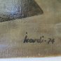 Painting Modern 1974 inside Workshop Foundry with Workers to Work Signed p2
