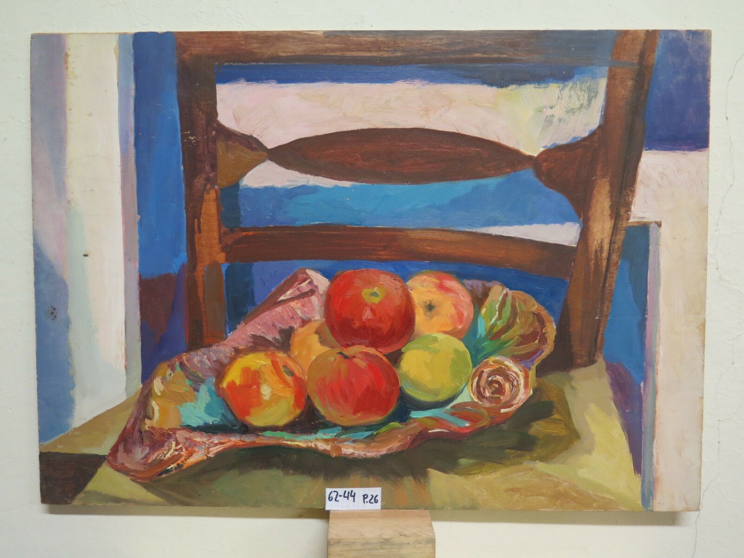 Inside with Items Nature Still Painting Antique Painting to Oil on board P26