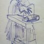 Drawing Sketch on Basket of G.Pancaldi Studio for Figure Male Seat P28.5