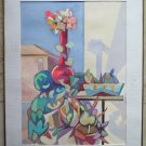 Painting Modern 1960's 60 Painting Watercolour inside with Blossom p12