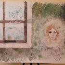 Painting Modern Technical Mixed on Cardboard Portrait Feminine Frost P33.1