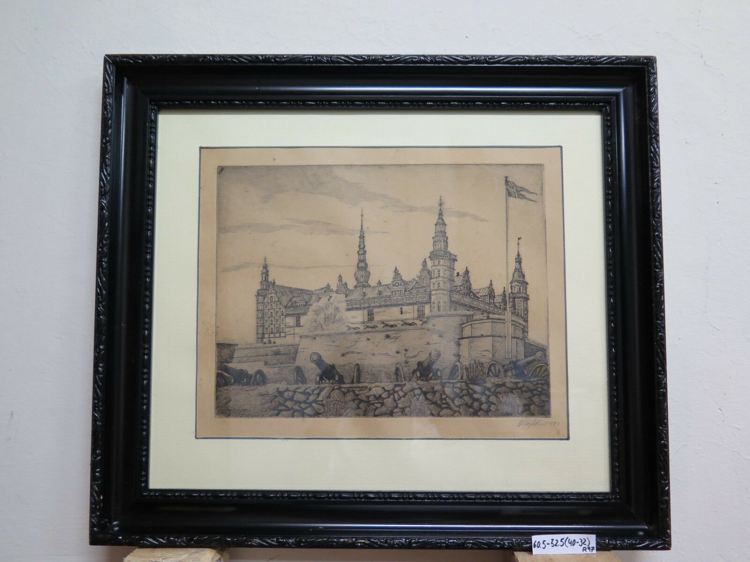 Antique Incision Frame Axel Holm Denmark Frederiksborg Castle Hiller&Atilde;&cedil;d R97