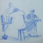 Three Sketching Antique Pen on Basket Years' 40 Portrait Shapes Sketch P28.6