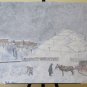 Large Painting Modern Landscape Snowy Farmers and Animals to Work P33.1